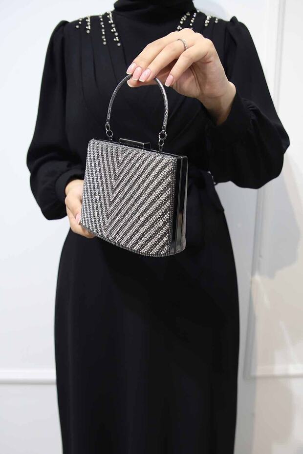 Women's Platinum Triangle Stone Evening Dress Evening Bag