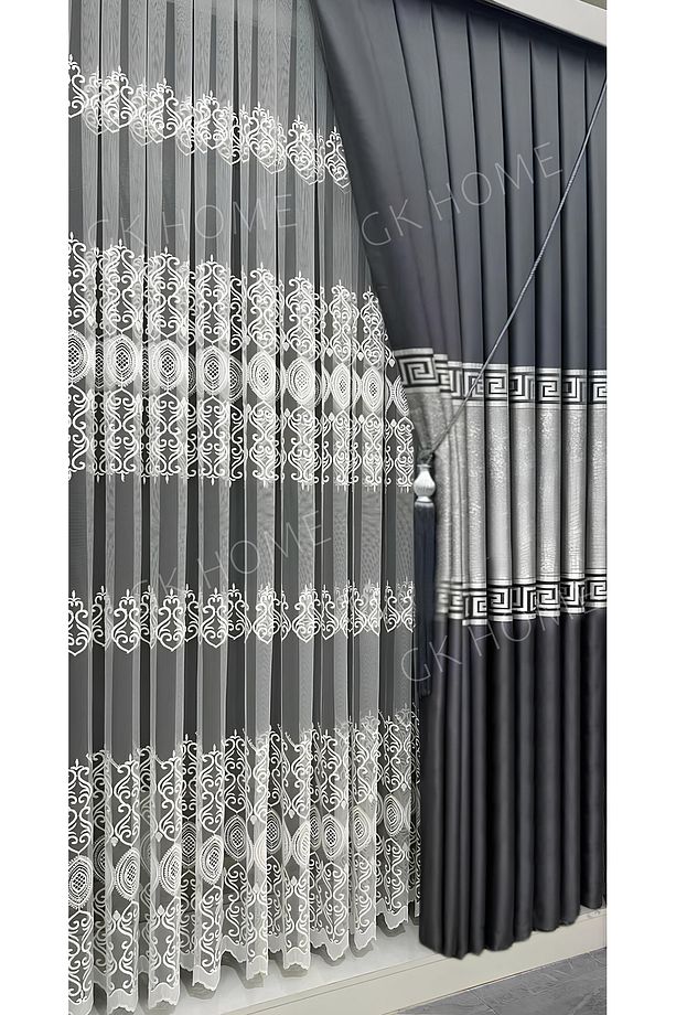 Lüks Desenli Damask Brode Salon Tülü SIK PİLE 1/3 DİKİM - 2