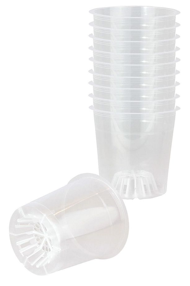 10 Adet Orkide Yetiştirme Saksısı 12 Pot 0.7 Litre Şeffaf Plastik Saksı - 1
