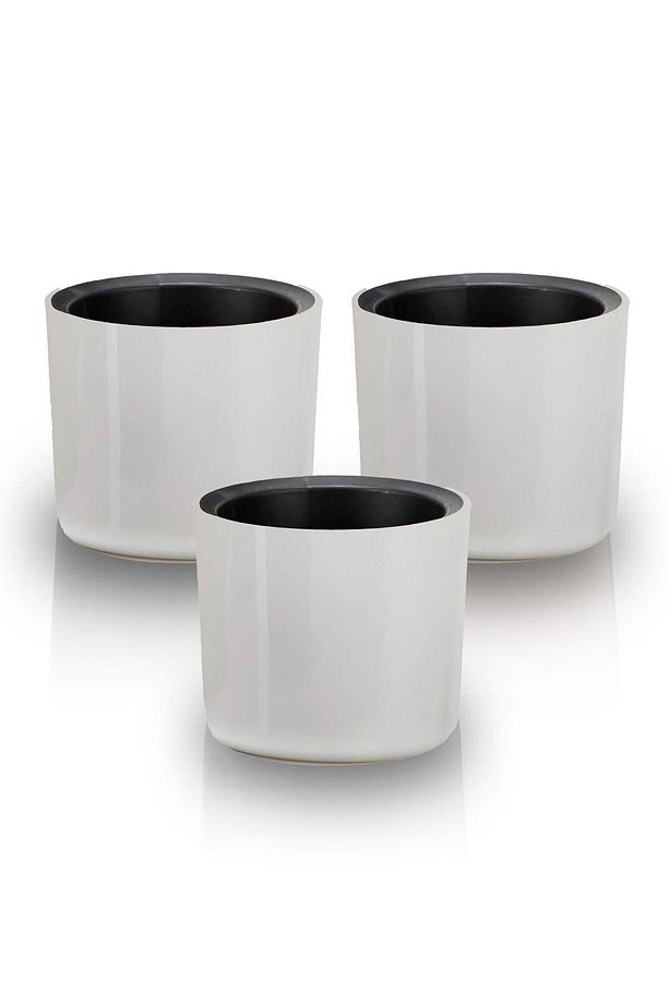 3 Adet Mimoza 7cm Beyaz 0,2 Litre Mini Boy Kaktüs Sukulent Saksısı Süzgeçli Minik Parlak Saksı 7 Cm - 1