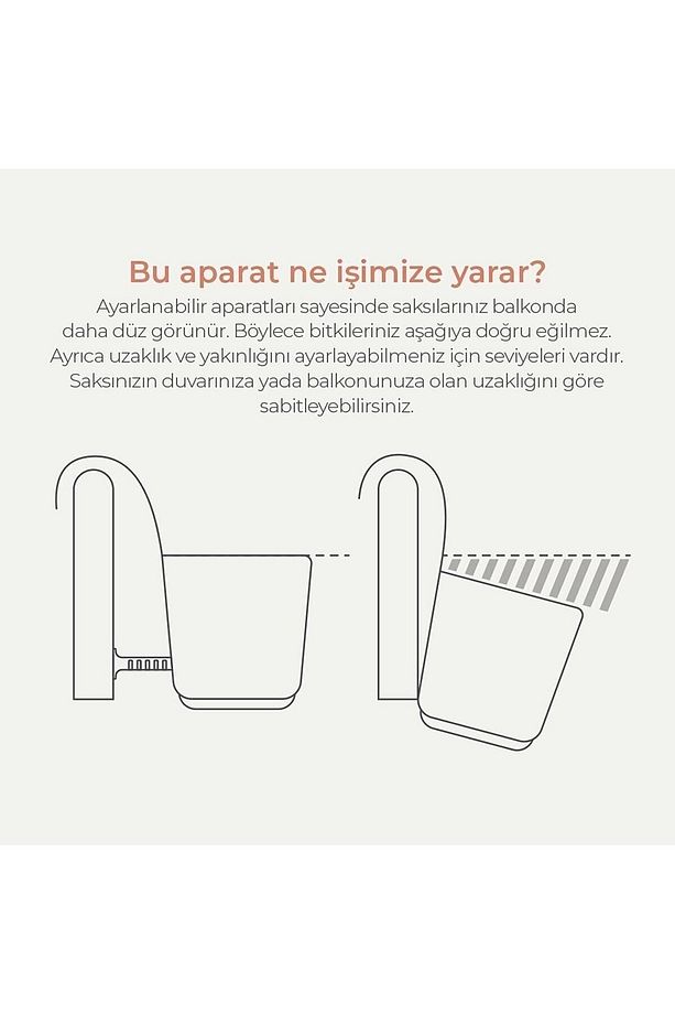 6 Adet 3,2 Litre Pera Askılı Balkon Saksısı Set Ayar Aparatlı Plastik Saksı Seti - 5