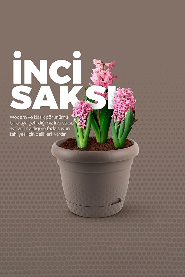 9 Litre Inci Saksı 29cm Kendinden Tabaklı Plastik Çiçek Saksısı No4 - 5