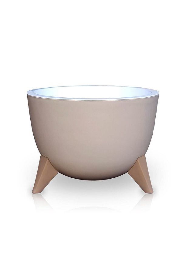 3lü Küre Bej Saksı Seti Ayaklı Drenaj Süzgeçli Plastik Bonsai Kaktüs Bitki Çiçek Saksısı Ufo Set - 9