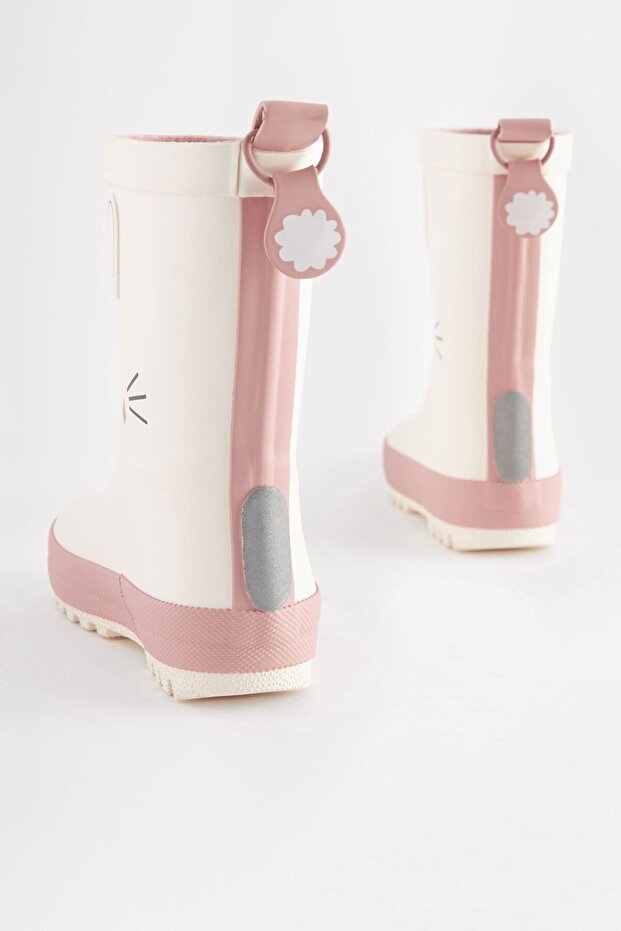 White Rabbit Patterned Waterproof Rain Boots/Boots - 4