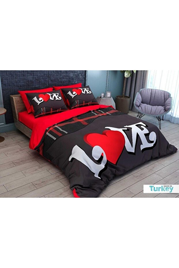 3D Double Duvet Cover Set 6 Pieces Love