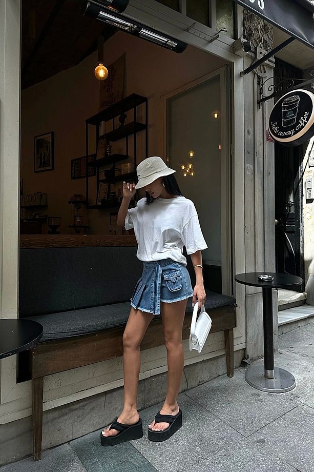 Kadın Mavi Denim Kot Şort 1026-0016 - 8