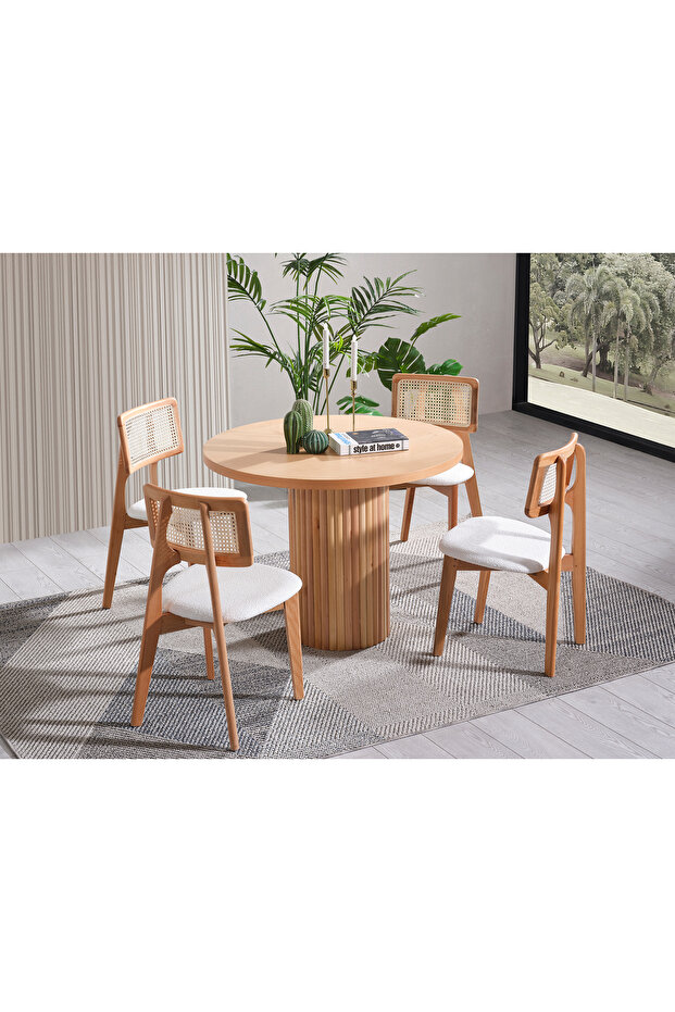 Melodi Masa Takımı Ahşap Hazeranlı 110X110 - 4