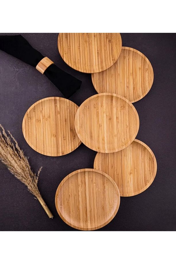 Bambu 6 Adet Yuvarlak 19 cm Tabak - 2