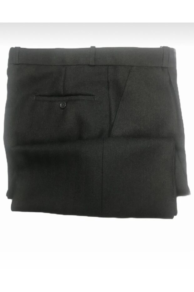 Men's Fabric Trousers Pleated Gray Smoke Lined Herringbone
