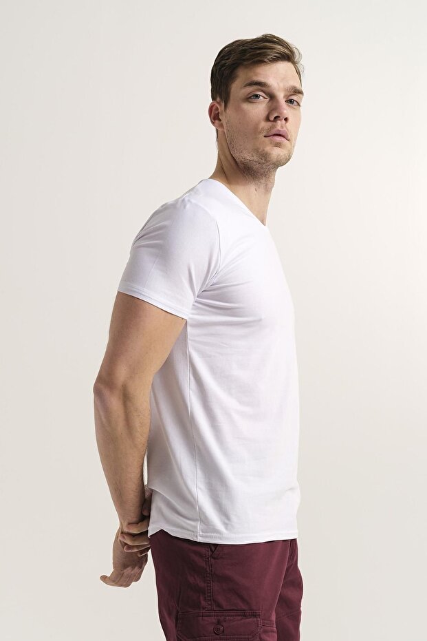 Riley V Yaka Slim Fit Basic Erkek Tshirt - 2