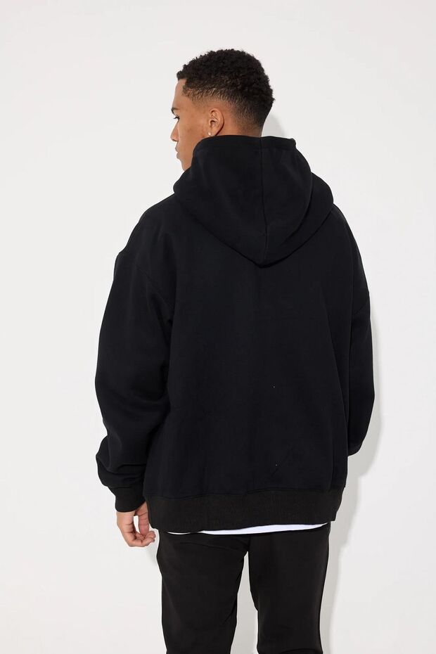 Carlis Düz Basic Pamuklu Unisex Kapüşonlu Sweatshirt - 3