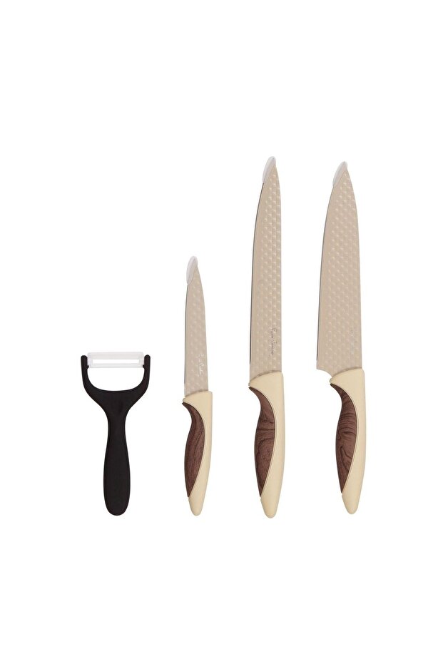 Pluto Çelik Krom 4 Parça Bıçak Seti Krem - 1