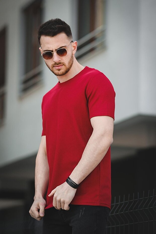 Ανδρικό μπλουζάκι Ronath Slim Fit Waffle Pattern Crew Neck Basic - 3