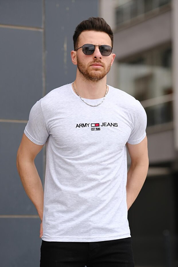 Army Embroidered Slim Fit Slim Fit Lycra Men's T-shirt