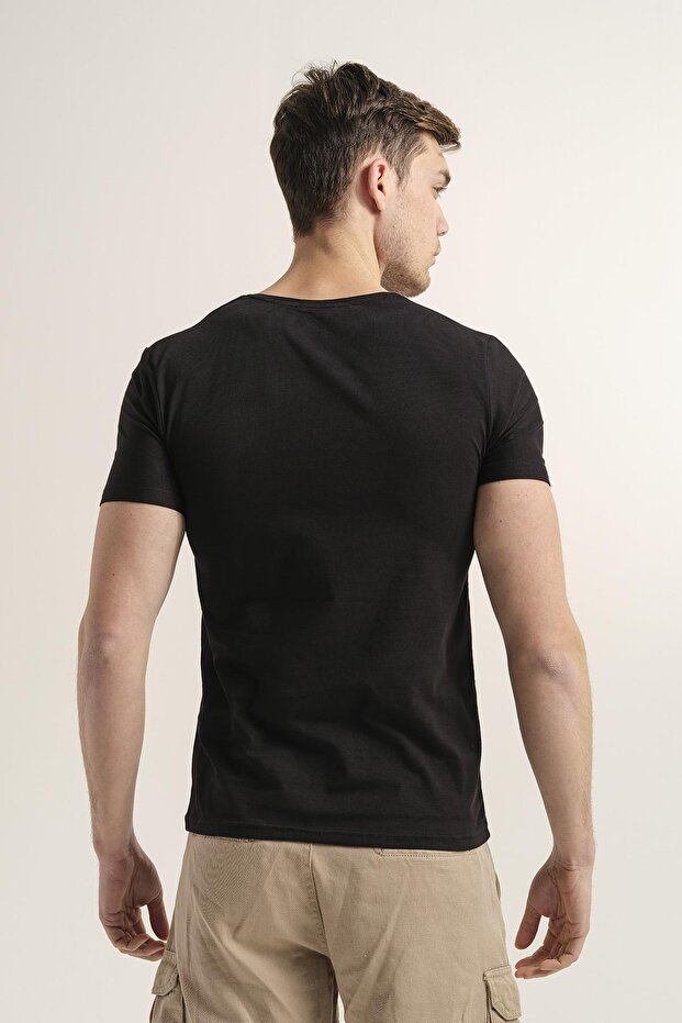 Riley V Yaka Slim Fit Basic Erkek Tshirt - 4