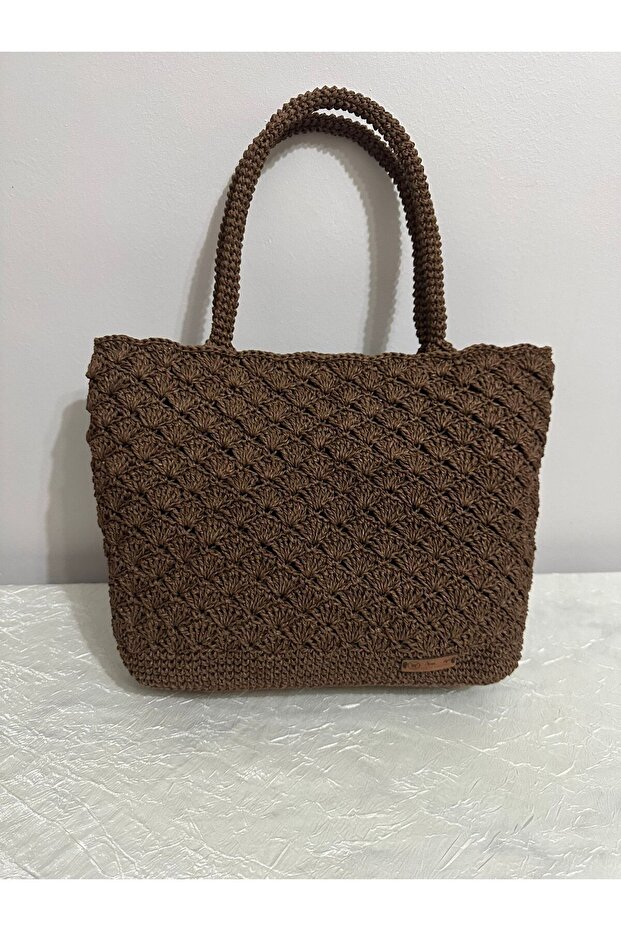 El Örgüsü Kadın Omuz Çantası Astarlı Çıtçıtlı El Örgüsü - 3