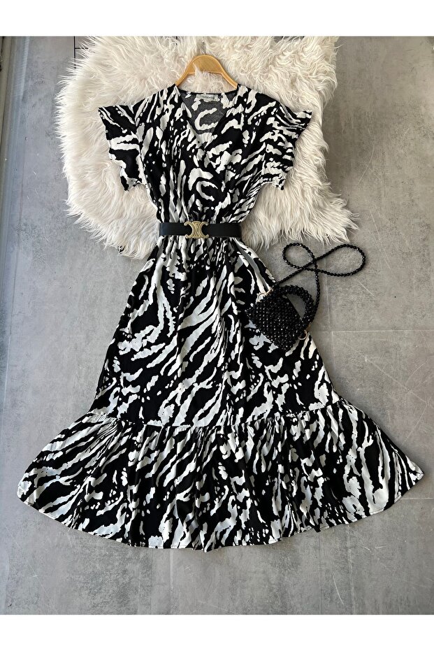 Zebra Double-Breasted Women’s Dress Without Belt 012