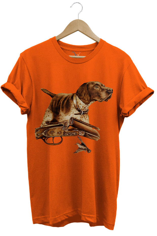 Hunter Hunting Themed Flare Gun Labrador Retriever Setter Pointer Printed 100% Cotton Regular Fit T-Shirt