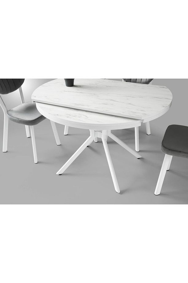 Bade MDF Oval HighGloss Açılır Mutfak Masası 73x120 - 3