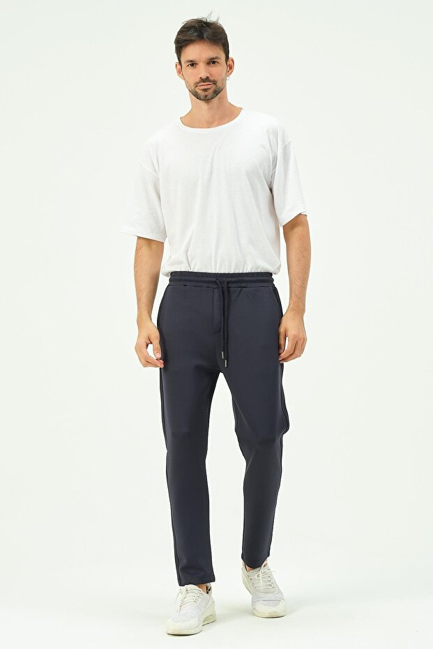 Men's Straight Leg Sweatpants with Side Pockets 852 Navy Blue