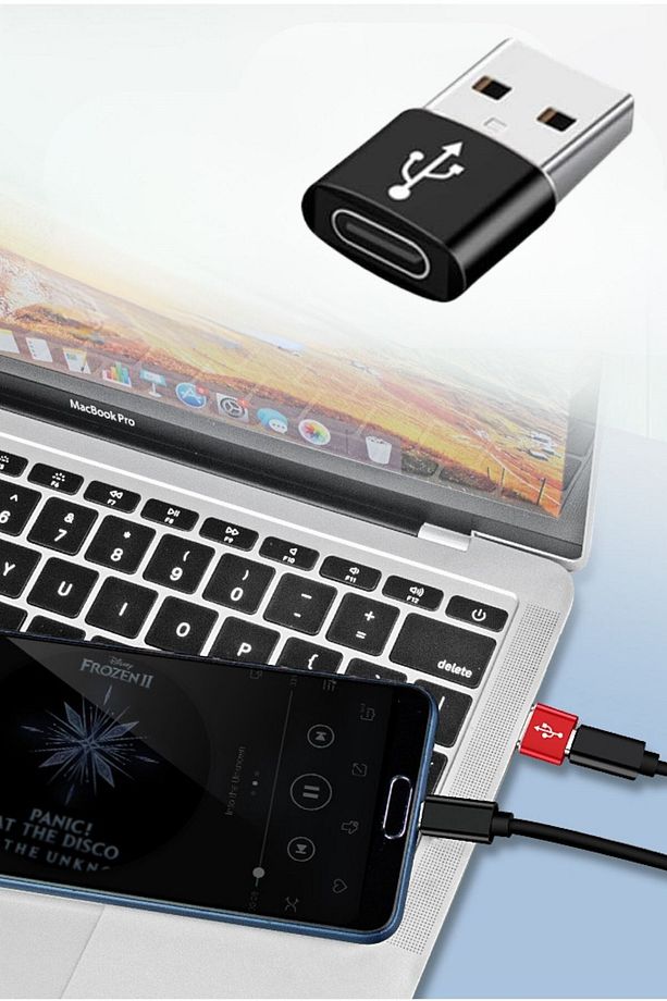 ® USB'den TYPE-C 'ye Dönüştürücü Adaptör Veri Aktarımı Sağlayıcı Şarj Data Çevirici - 1
