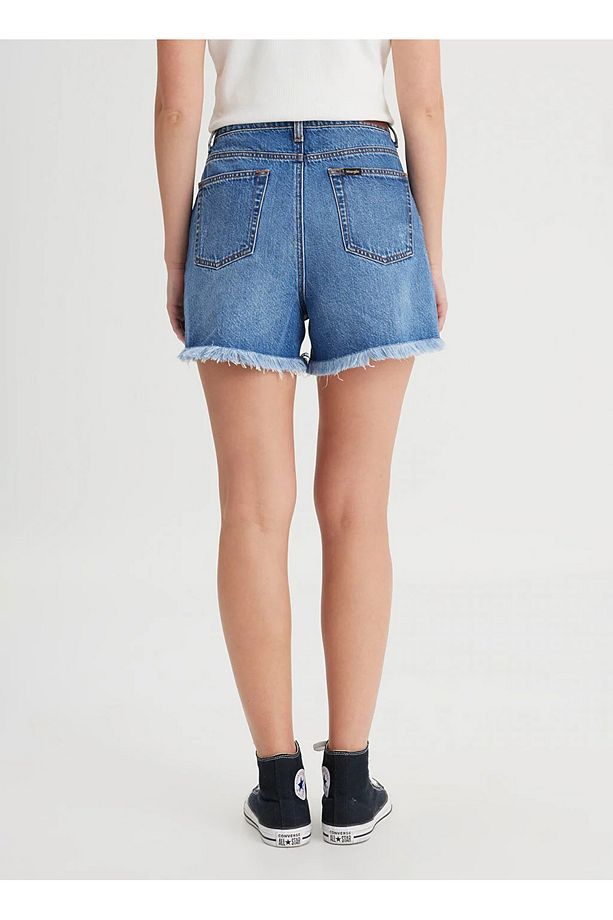 Düşük Bel Regular Fit Mavi Kadın Şort W241112XT-Jean Şort - 4