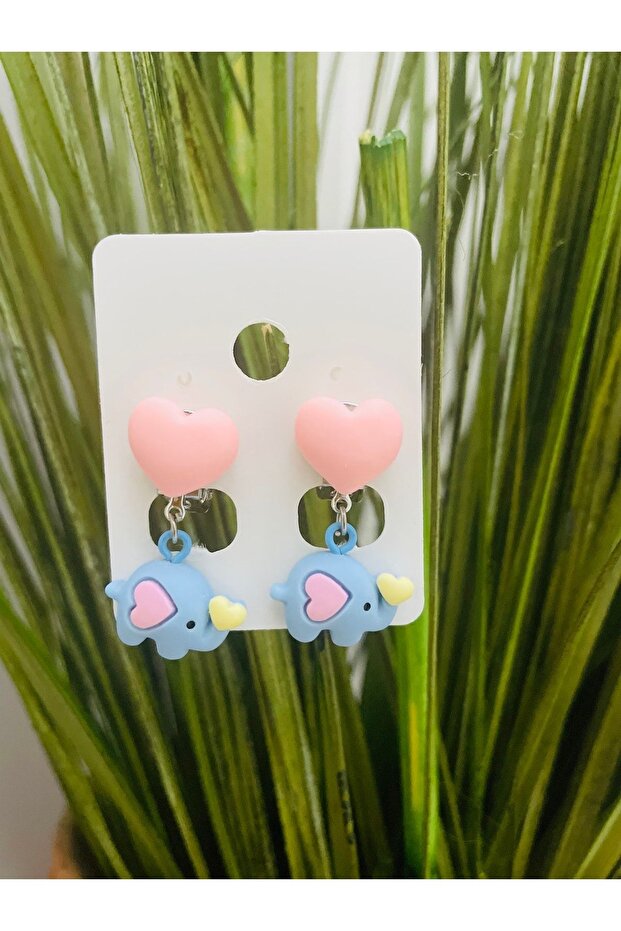 Children's Earrings with Hanging Elephant Clip - Non-Perforated Ear Earrings