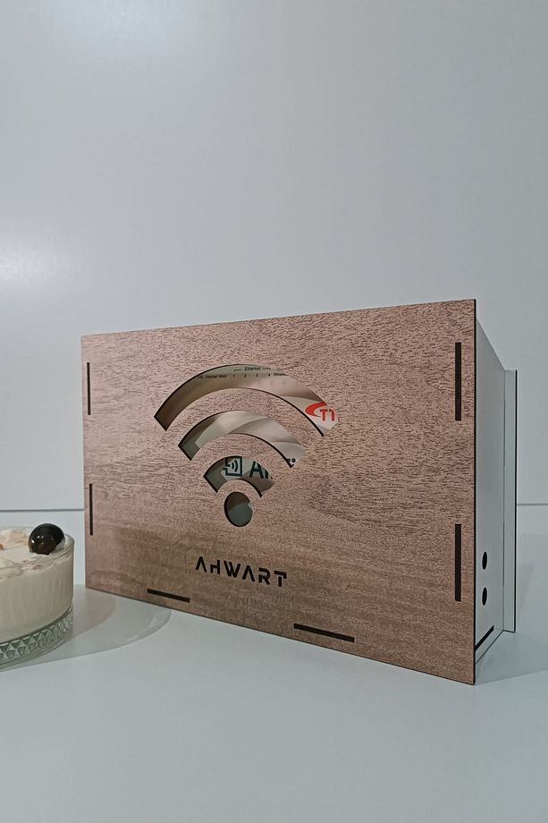 Dekoratif Ahşap Modem Saklama Kutusu Modem Rafı - 5