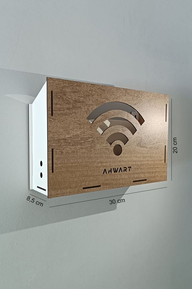 Dekoratif Ahşap Modem Saklama Kutusu Modem Rafı - 3