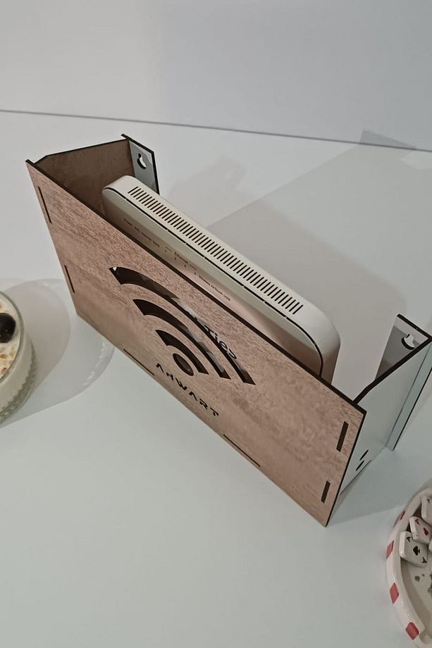 Dekoratif Ahşap Modem Saklama Kutusu Modem Rafı - 7