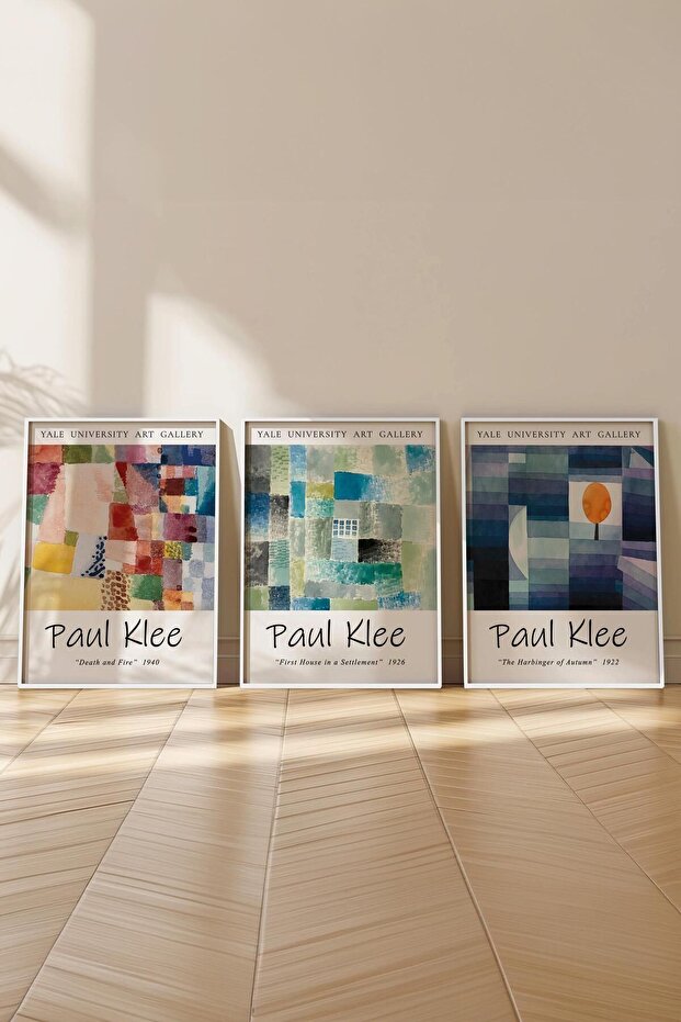 Paul Klee Tablo Seti, 3 Adet Beyaz Çerçeve ve Poster - Mutfak, Salon, Yatak Odası Duvar Dekoru - 2