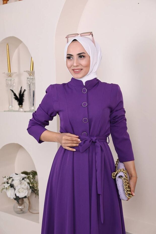 Buttoned Roller Ferrace -purple - 2