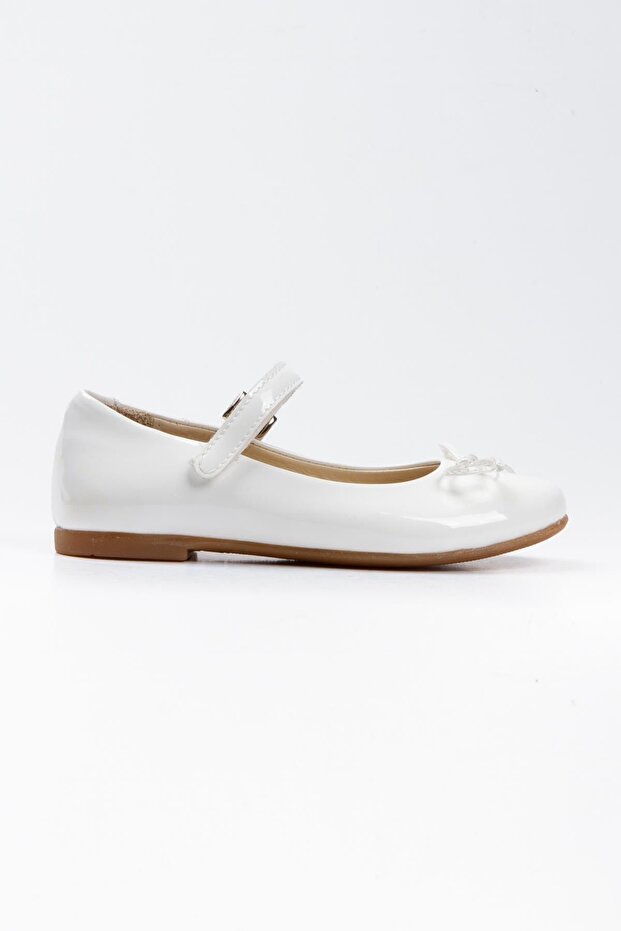 Isola Girls' Soft-Soled White Patent Leather Ballet Flats Ab2012-01