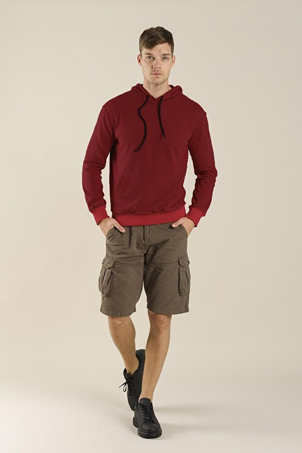 Carlis Düz Basic Pamuklu Unisex Kapüşonlu Sweatshirt - 2