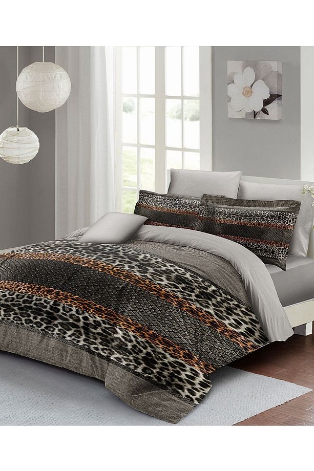 Leopar Çift Kişilik Nevresim Takımı Özel Dokuma Pamuk Saten Leopard Snake - 2