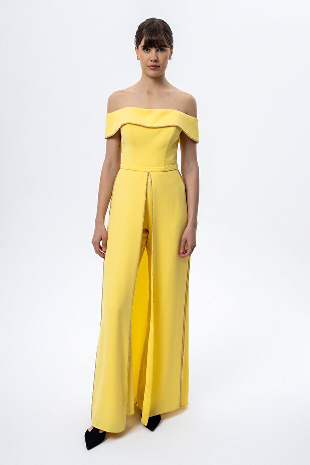 Strapless Cape Crepe Jumpsuit