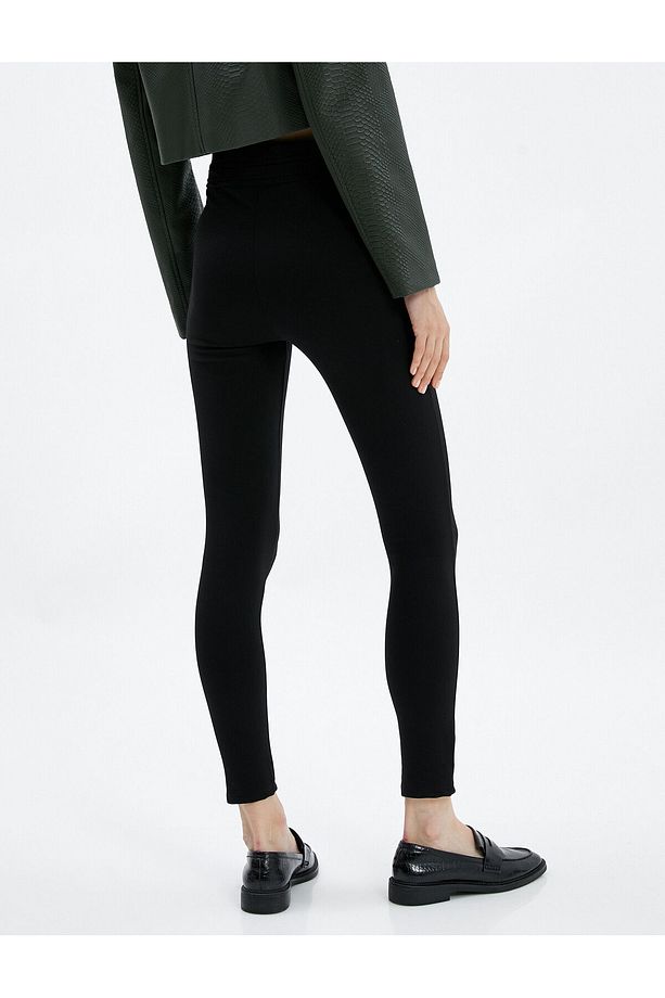 Tayt Pantolon Düğmeli Yüksek Bel Rayon Kumaş - 4