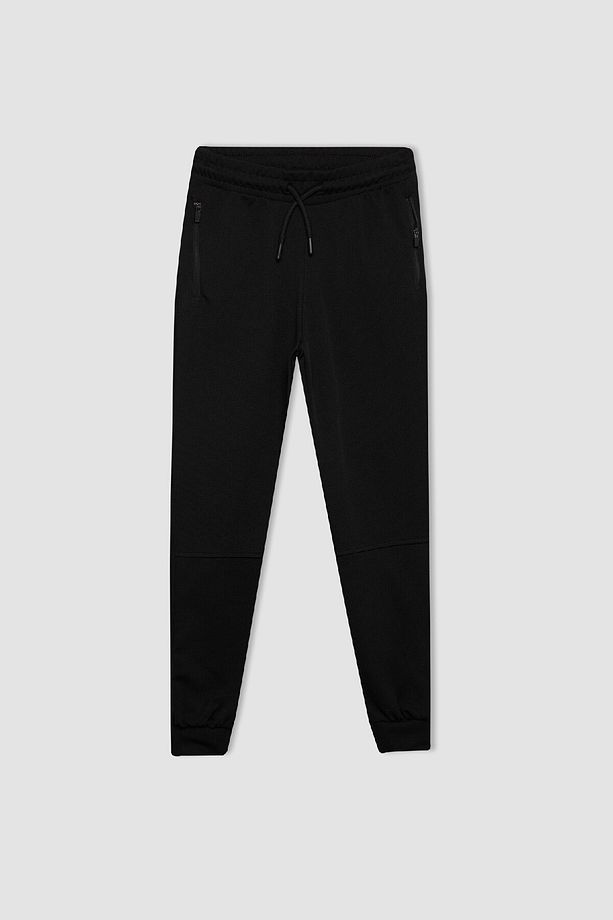 Erkek Çocuk Siyah Beli Paçası Lastikli Basic Düz Cepli Okul Jogger Eşofman Altı D0991a824au - 1