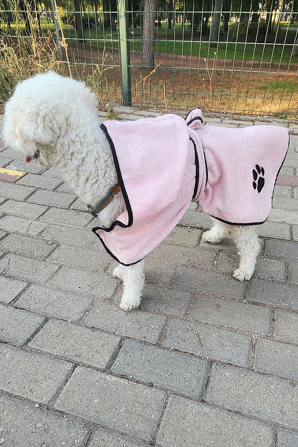2'li Pamuklu ve Kapüşonlu Köpek Bornozu - 4