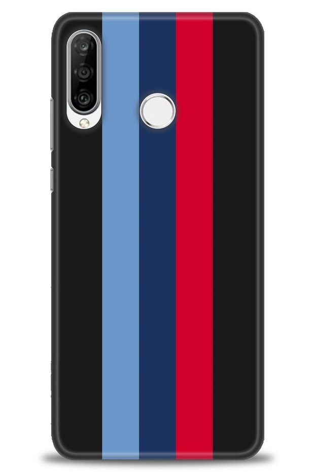 Huawei P30 Lite Case Hd Printed Case - Burgundy Blue Bars- Mrc