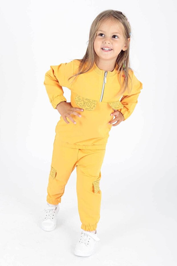 Kids Girls' Trendy Printed Pocket Tracksuit Set Ak2232