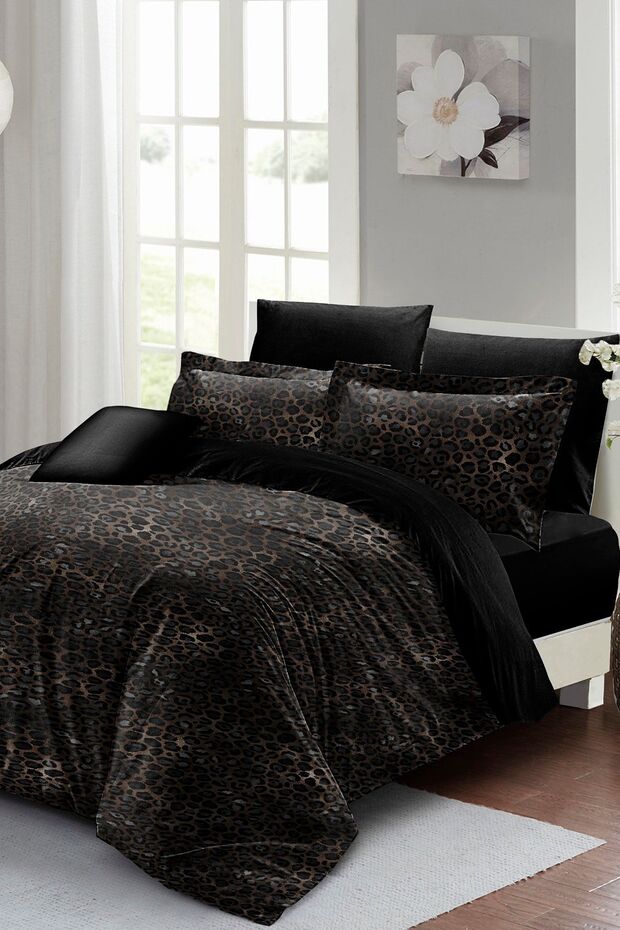 Leopard Print Double Duvet Cover Set Special Woven Cotton Satin 3D Special Design