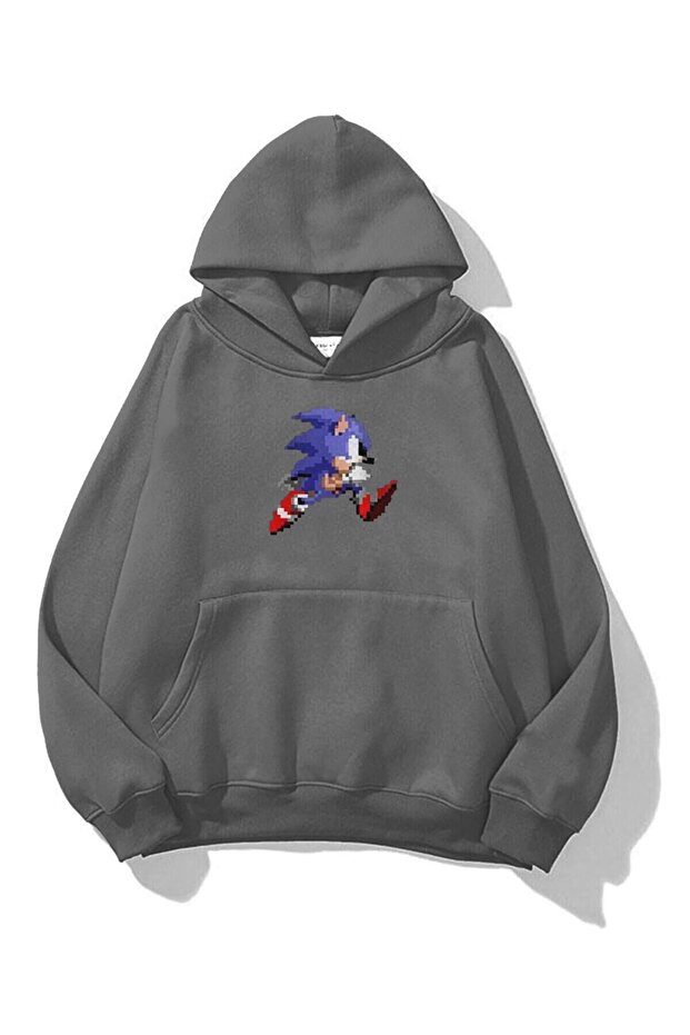 Oversize Unisex Sonic Sweatshirt Antrasit - 1