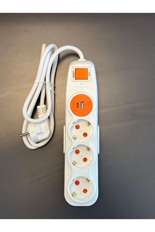 Akım Korumalı 3'lü Grup Priz 1,5 Metre Kablolu U+C-Type - 1