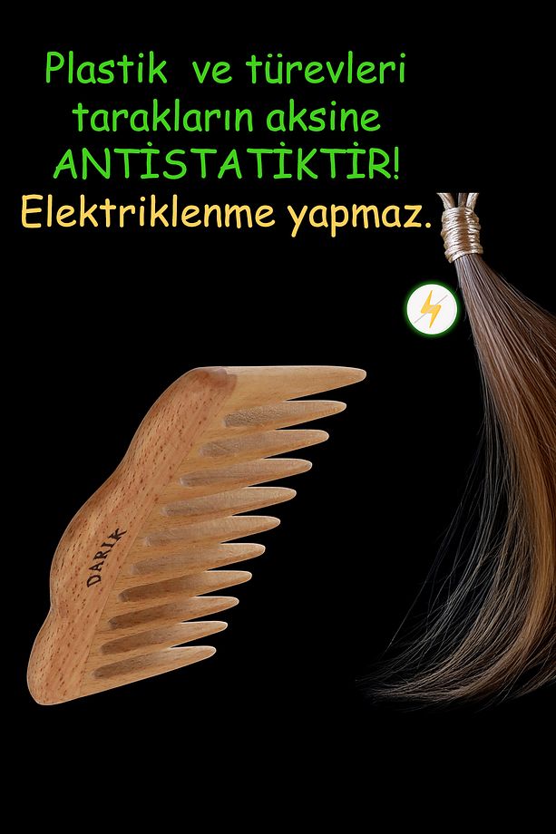 Kayın Ağacı Kaliteli Ahşap Tarak , Model 6 ( Çanta Tipi ) - 9