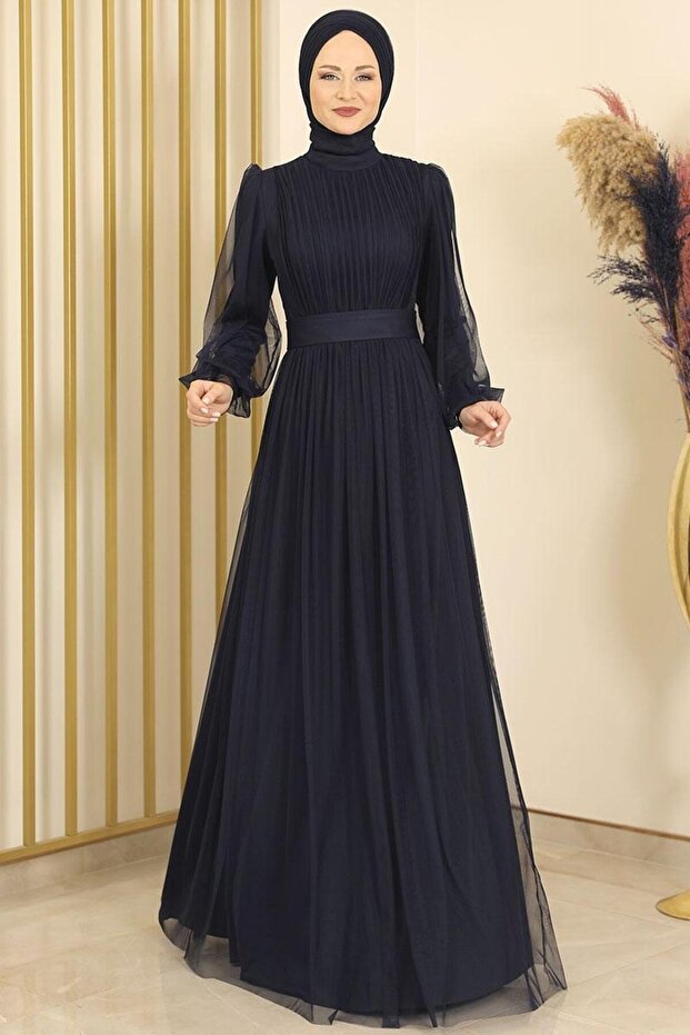 Sükse Evening Dress Navy Blue - Design - Fsc2079