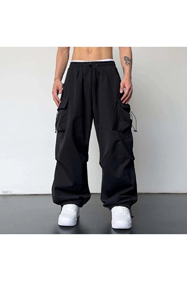 Y2K Extreme Loose Fit Cargo Pocket Waist Elastic Baggy Trousers