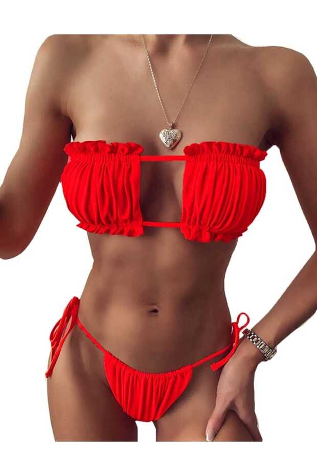 طقم بيكيني برباط موديل برازيلي - 1