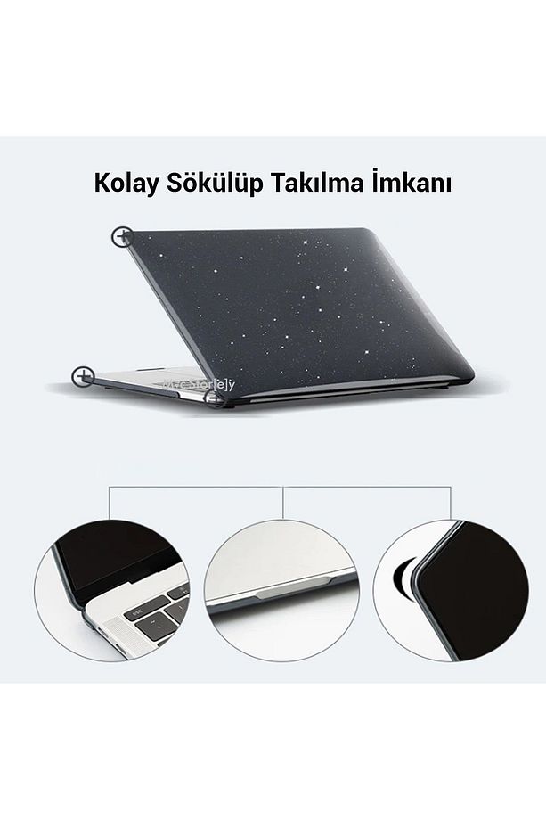 Macbook Air Kılıf 13.6 Inç M2-m3-m4 Simli Kristal Parlak (13.6” AİR) A2681 A3113 A3240 Ile Uyumlu - 5