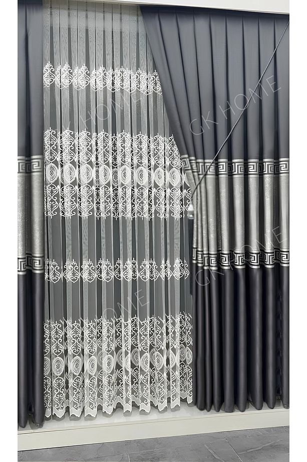 Lüks Desenli Damask Brode Salon Tülü SIK PİLE 1/3 DİKİM - 1